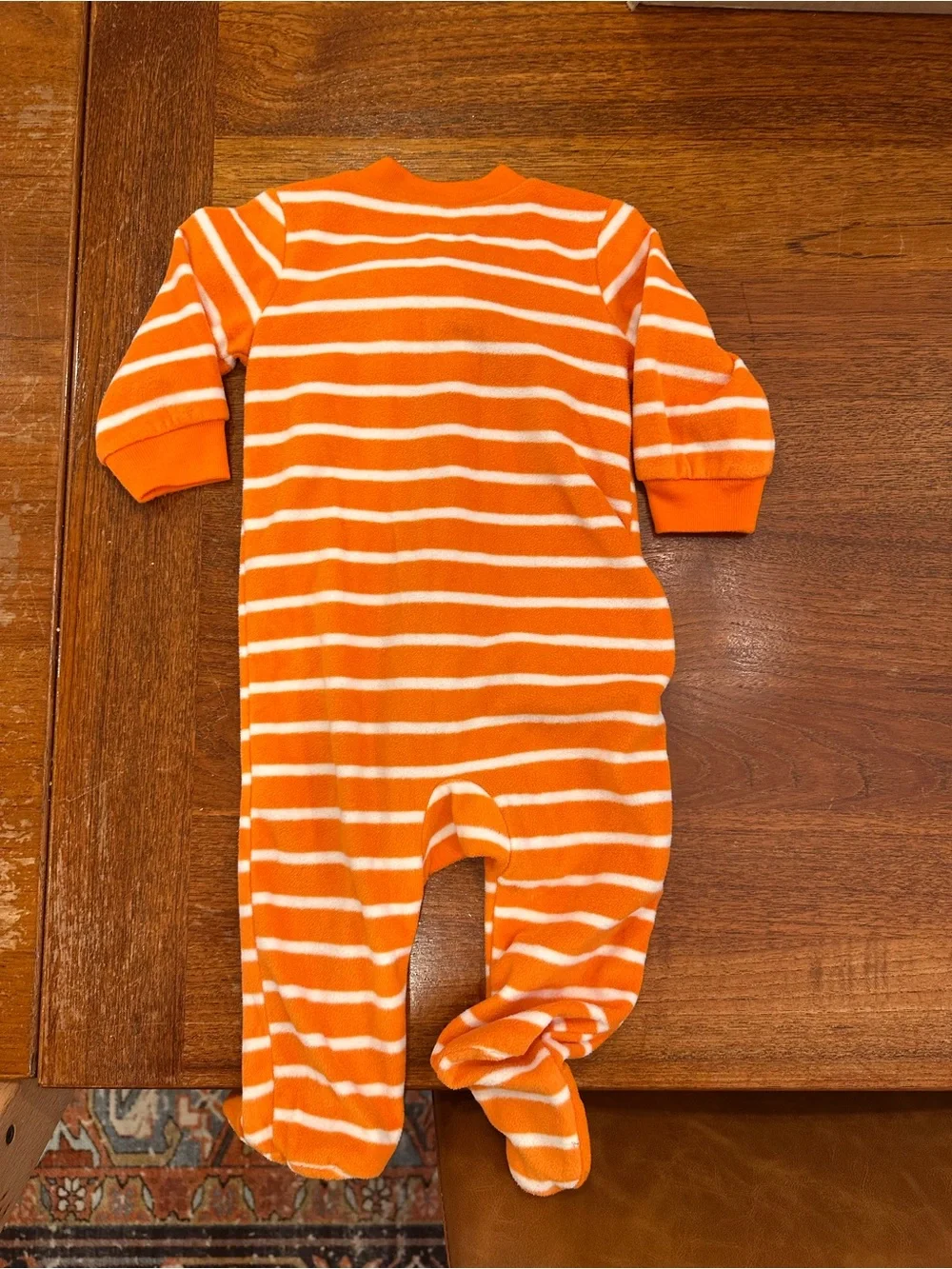 EUC Carters Orange Striped Pumpkin Footed One-Piece, 6 Months